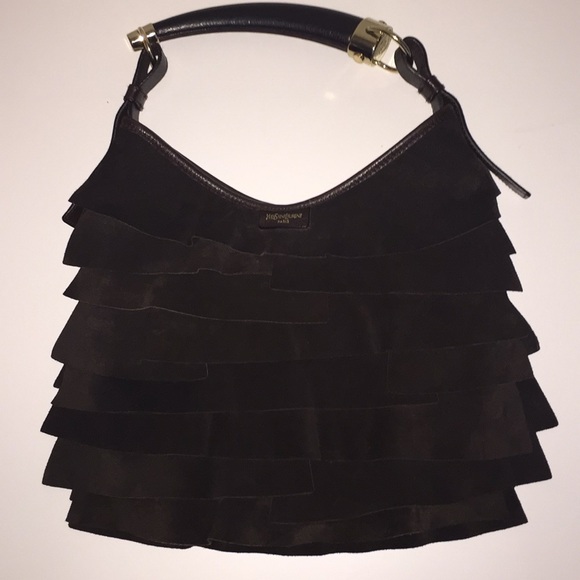 Yves Saint Laurent Handbags - Authentic YSL Suede Leather Ruffle Mombasa Bag